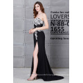 Grace Karin Hot Sale Sweetheart Neckline en mousseline de soie Split Leg Long Black Lace Robe de bal CL7519